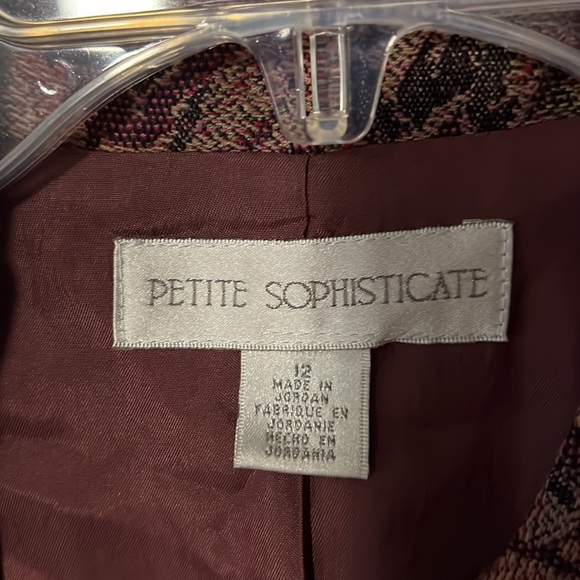 Vintage Petite Sophisticate Floral Tapestry Jacket Blazer Maroon Size 12 - Picture 5 of 6